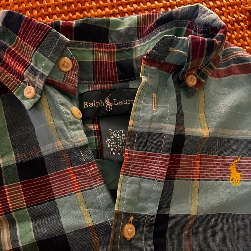Ralph Lauren boys 2T 2 toddler dress shirt long sleeve plaid